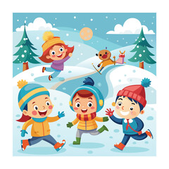 Fototapeta premium Winter season concept vector illustration
