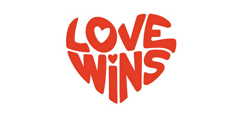 A red heart with the text "Love Wins" inside it