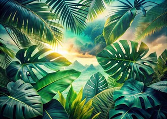 Tropical Leaf Double Exposure Photography: Lush Jungle Patterns & Surreal Art