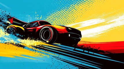 Fast car with abstract colors.