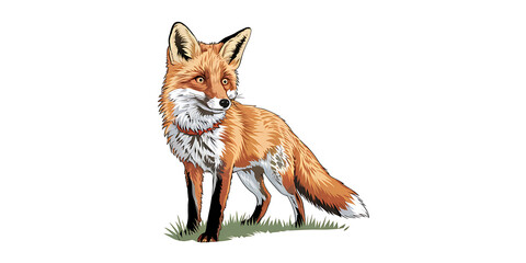 Fototapeta premium A cutout png design asset of a fox isolated on a white background