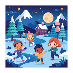 Fototapeta premium Winter season concept vector illustration
