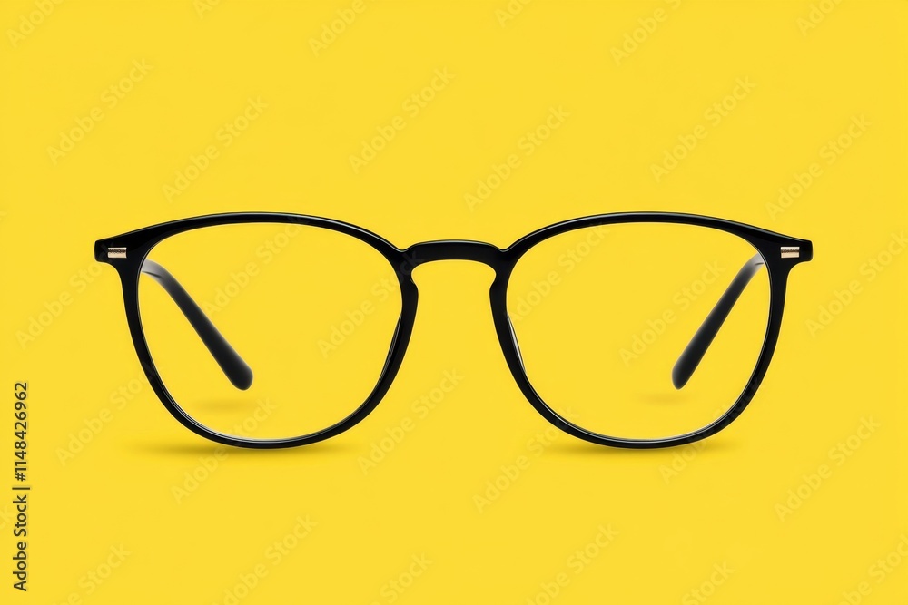Poster A flat design of a pair of glasses with bold black frames and no background, emphasizing simplicity and style
