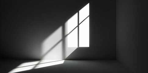 Obraz premium A minimalist interior with a window casting shadows on the wall.