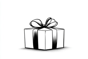 A flat graphic of a gift with bold lines and a monochrome palette, highlighted with a single bright accent color for contrast