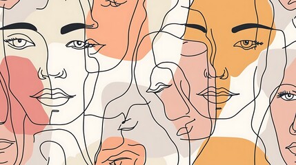 Faces lines, abstract pattern.