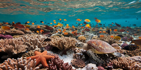  of a coral reef with a variety of marine species