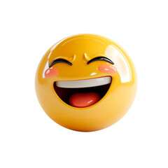 Fototapeta premium isolated 3d laughing emoji on plain background joyful emoticons smiley reaction icons