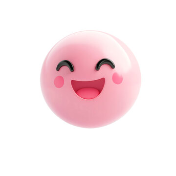 Naklejki isolated 3d happy emoji on plain background joyful emoticons smiley reaction icons pink emoji