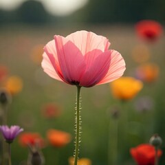 Radiant Red Poppy in Sunlight, Moonlit Poppies