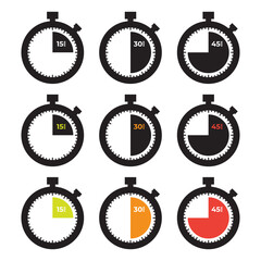 Stopwatch icon set. countdown timers icons