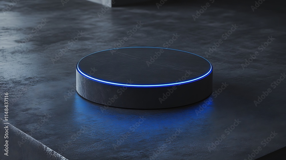 Poster Glowing circular tech device.