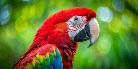 Obraz premium Vibrant Green Wing Macaw Portraits: Stunning Bird Photography