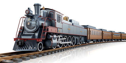 Obraz premium A vector illustration of a miniature train, with the train engine at the front and multiple train cars behind it