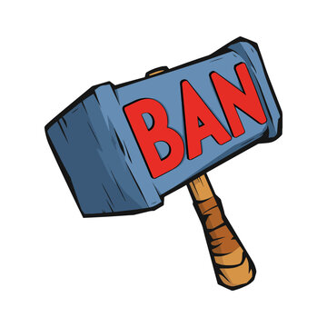 Ban hammer emotes for Twitch, cartoon-style vector illustration. Fun and engaging design, perfect for streamers and chat moderation themed graphics.