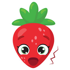 Fototapeta premium Vector Illustration Flat Strawberry Cute Character emotion expression isolated on white background, minimal style, Raw fresh fruit, Product mascot