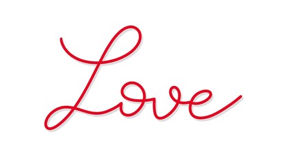 Handwritten Red Love Script. Romantic Valentine's Day Calligraphy