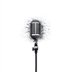 Fototapeta premium Vintage Microphone with Soundwave Effect