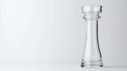 a glass pepper grinder, kitchen accessory, sleek design, clear body, isolated on white background