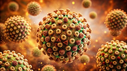 Vintage Chikungunya Virus 3D Render: Microscopic Mosquito-Borne Disease Imagery