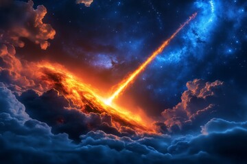 Fototapeta premium A mysterious view of a galaxy being devoured by a black hole, with distorted light and gravitational waves visible