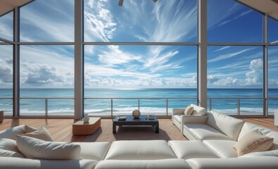 Ocean view living room with white sofa beach front property ocean front property ocean property house home beach real estate