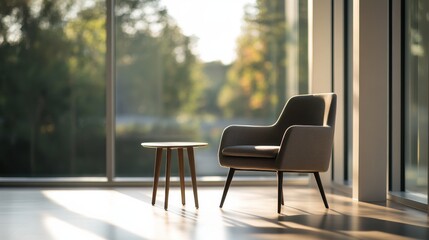 Minimalist modern space with sleek, elegant decor. Featuring clean lines and neutral colors