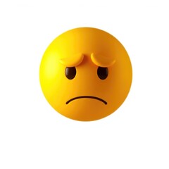 Fototapeta premium Expressing emotions of sadness and worry, this sad emoji features a frown and furrowed brow, conveying deep feelings of disappointment and embarrassment