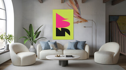 Abstract art; vibrant colors; bold shapes; modern design.

