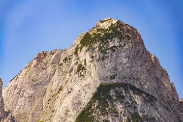Ferrata Donnerkogel between Grosser and Kleiner Donnerkogel Mountain in Alps, Gosau, Gmunden...