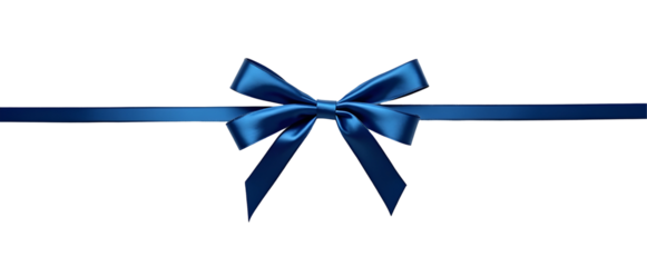 Elegant navy blue satin ribbon bow, tied perfectly on a black background.  A symbol of celebration and gifting., cut out
