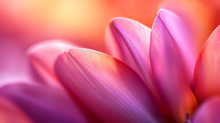 Fototapeta premium Beautiful close-up of vibrant pink flower petals illuminated by soft light in a natural setting during daytime