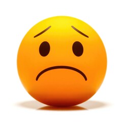 Fototapeta premium A yellow emoji portrays deep feelings of sadness, anxiety, and disappointment through a frown and worried expression, evoking empathy and concern
