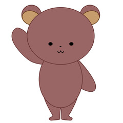 片手をあげる可愛いくまの全身イラスト