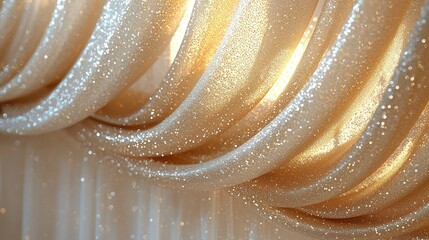 Elegant Sheer Fabric Drapes with Sparkling Glitter Accents