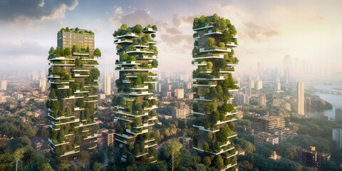 Obraz premium Bio architecture. Gardens and buildings