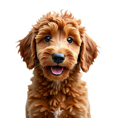 Puppy with curly fur and tongue out