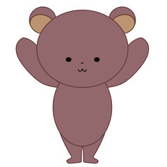 両手を上げるかわいいくまの全身イラスト