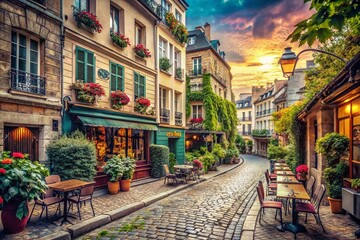 Fototapeta premium Vintage Paris XIV: Charming Streets, Parisian Architecture, Retro Photography, Old Paris, 14th Arrondissement, France