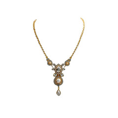 Gold necklace with pearl and crystal accents