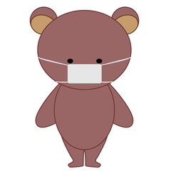 風邪を引いてマスクをしているくま