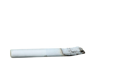 Smoked cigarette. On isolated transparent background.