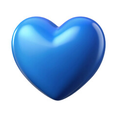 Vibrant, glossy blue heart shape isolated on white background.
