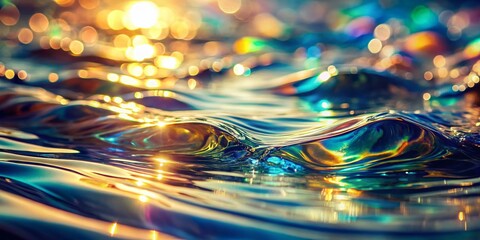 Vintage Refraction Water Photography: Abstract Light & Waves, Sunlit Surface, Ripples, Glimmering Reflections, Old Photo Effect
