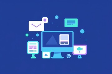 Digital Ecosystem: A vibrant illustration depicting the interconnectedness of digital devices and online platforms.