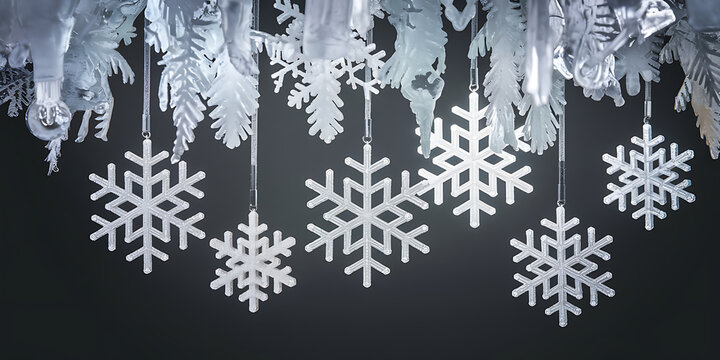 A subtle icy snowflake motif minimalist chandelier-inspired lighting with frosty white accents