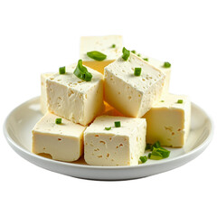 Crumbled tofu with green onion garnish