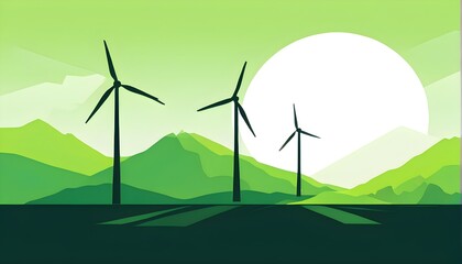 Fototapeta premium windmill as symbol for green energy, minimalist abstract illustration background