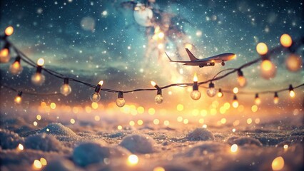 Naklejka premium Vintage String Lights Frozen Plane Soft Focus Wallpaper Background
