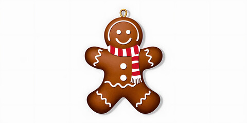 An isolated gingerbread man ornament on a white background